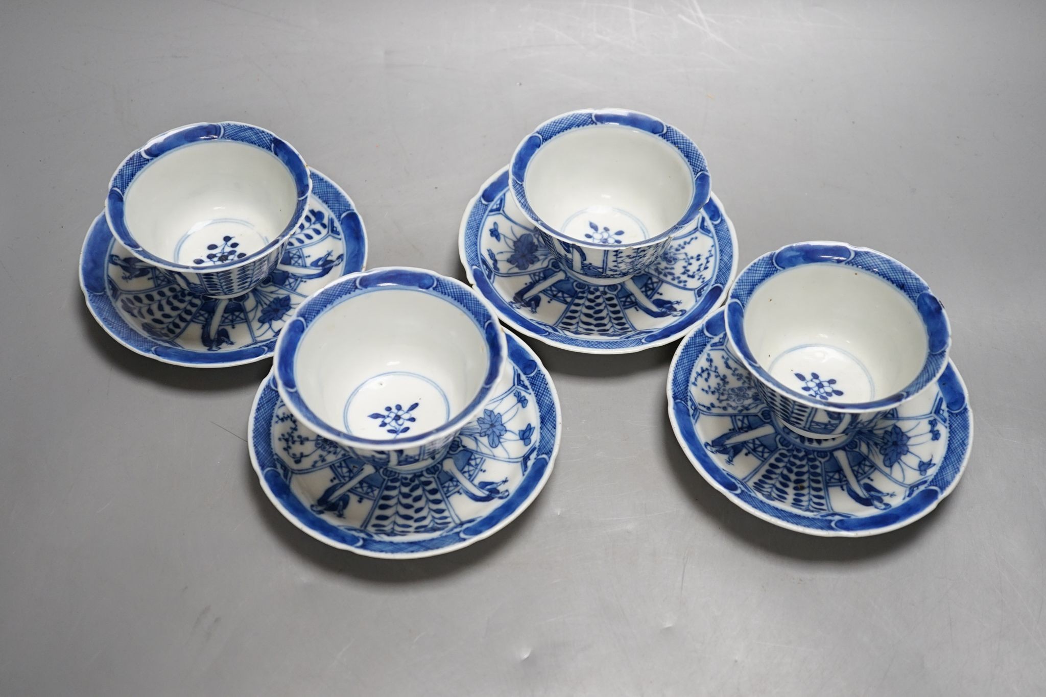 Four 19th century Chinese cups and saucers